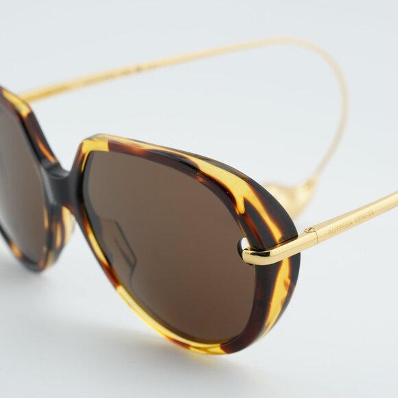 Bottega Veneta BV1436S 002 Sunglasses Havana Square Frame, Brown Lenses main image 3
